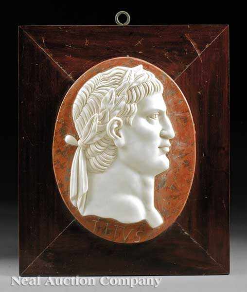 Appraisal: Four Carrara Marble Profile Busts of Roman Emperors including Augustus