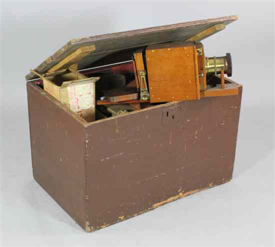 Appraisal: A late th century mahogany plate camera with Busch's portrait