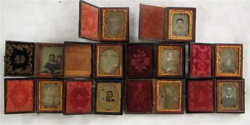 Appraisal: TEN CASED DAGUERREOTYPE PHOTOGRAPHS of traditional portraits of men women