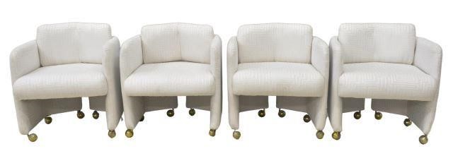 Appraisal: lot of Modern armchairs th c in white upholstery on