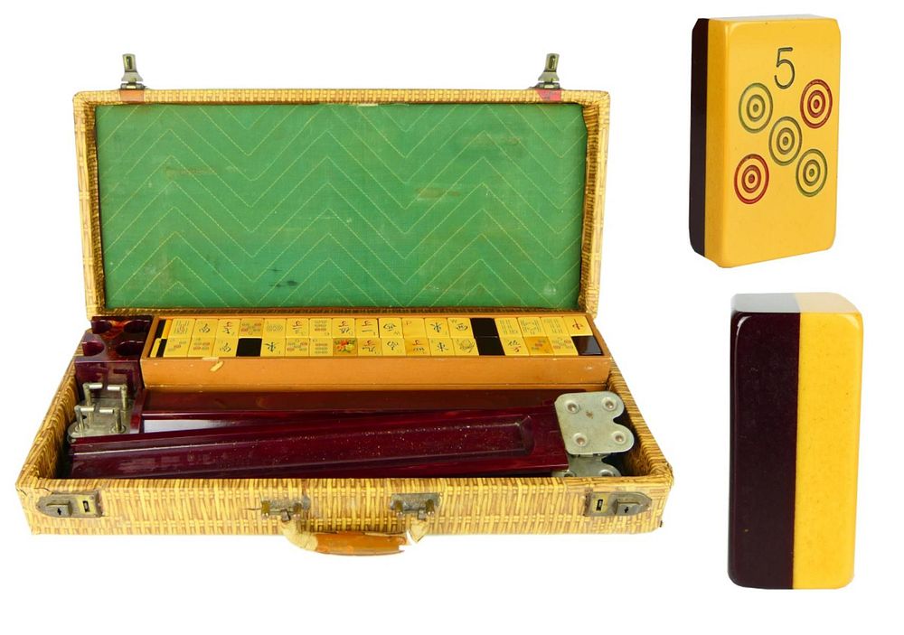 Appraisal: VINTAGE TONE BAKELITE MAHJONG SET WITH CASE Vintage Mahjong set