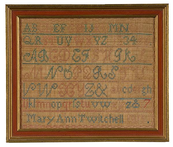 Appraisal: SAMPLER OF MARY ANN TWITCHELL American or English silk on