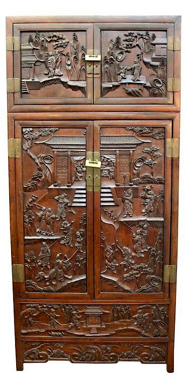 Appraisal: Chinese Zitan Wood Cabinet th Century Chinese Zitan wood cabinet