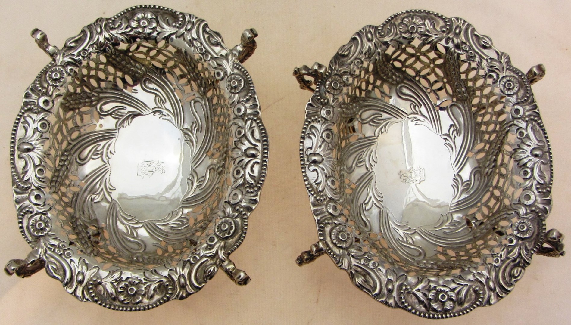 Appraisal: A pair of Victorian silver bonbon bowls each of shaped