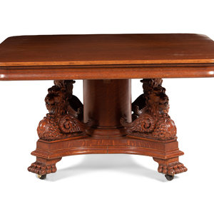 Appraisal: An American Renaissance Revival Carved Oak Extension Dining Table Late