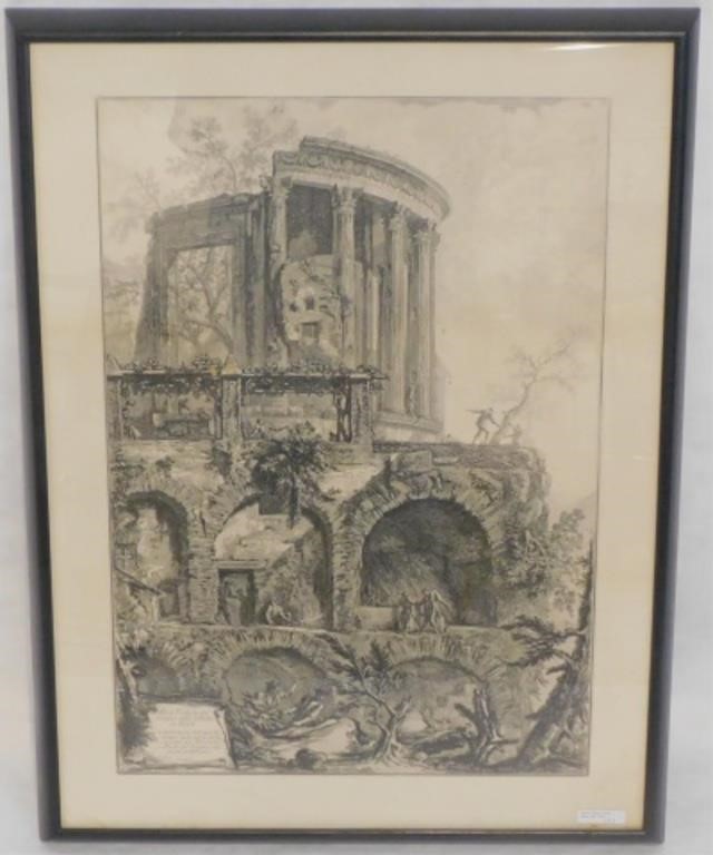 Appraisal: GIOVANNI BATTISTA PIRANESI - ITALY framed and glazed black and