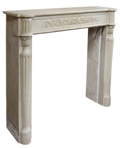 Appraisal: French Neoclassical cast stone fireplace surround mantel shelf above frieze