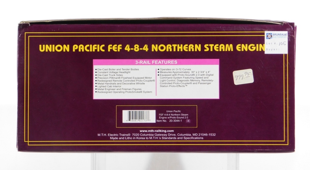 Appraisal: MTH UNION PACIFIC FEF - - NORTHERN STEAM ENGINE United