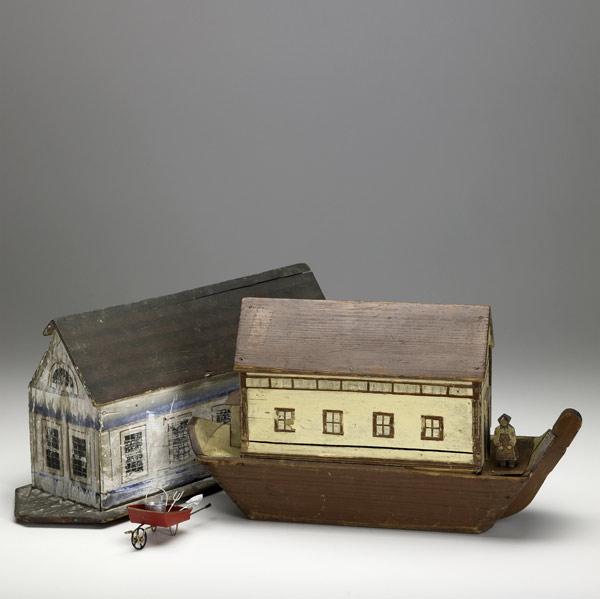 Appraisal: FOLK ART Two Noah s Arks complete with figures and