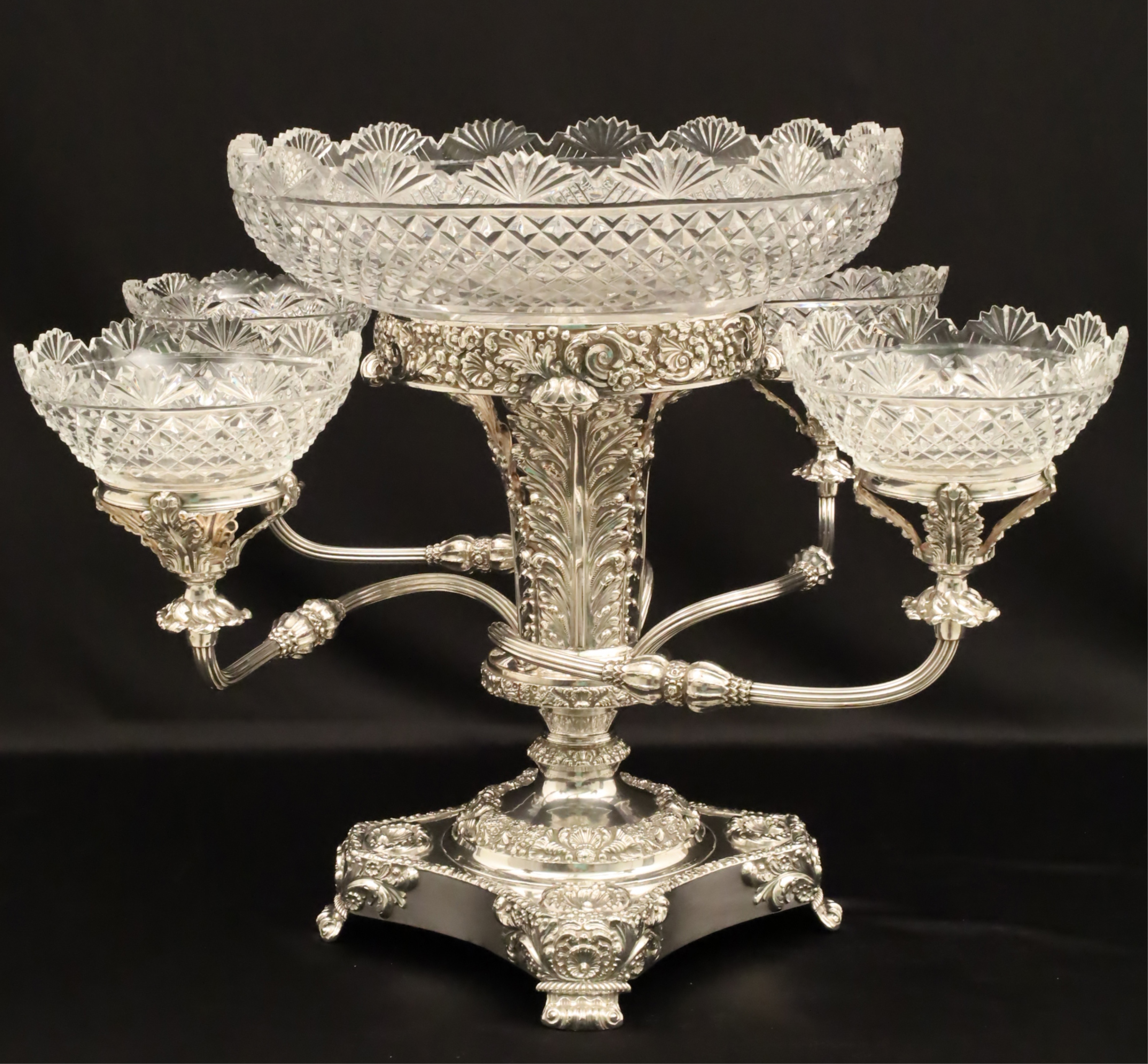 Appraisal: FINE ENGLISH VICTORIAN SILVER PLATED EPERGNE Fine English Victorian branch