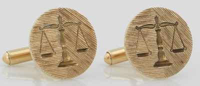 Appraisal: A Pair of k Gold Scales of Justice Cufflinks Tested