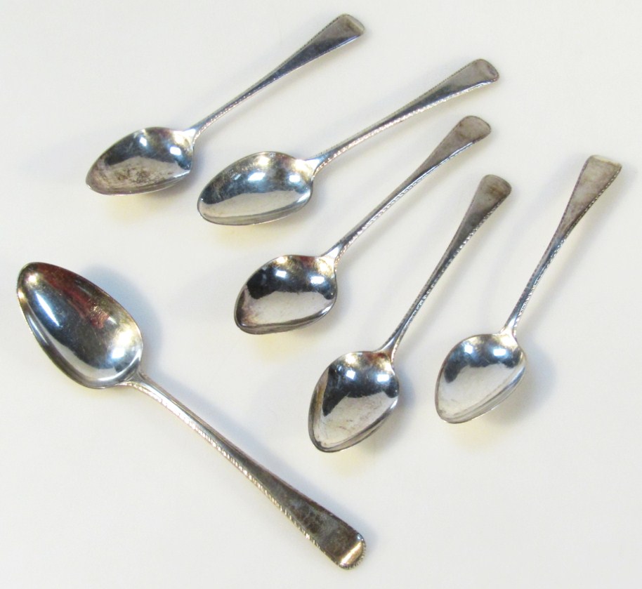 Appraisal: Six various early thC silver teaspoons to include by Bateman