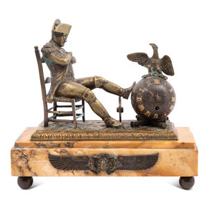 Appraisal: An Empire Style Gilt Bronze and Marble Figural Mantel Clock