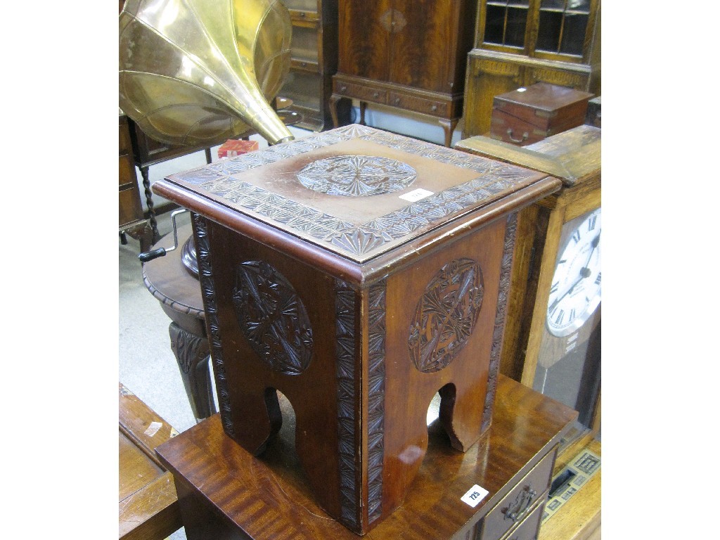 Appraisal: Carved hardwood stool box