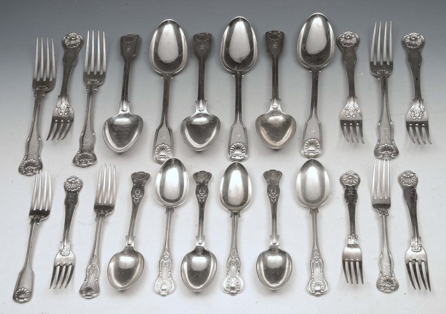 Appraisal: A COLLECTION OF SILVER SHELL PATTERN CUTLERY comprising six table