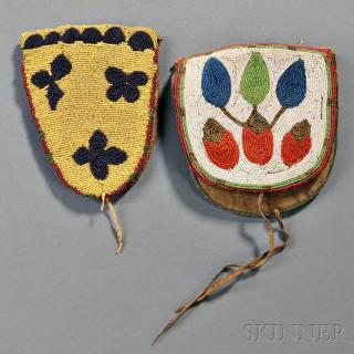 Appraisal: Two Plateau Beaded Hide Belt Pouches c late th century