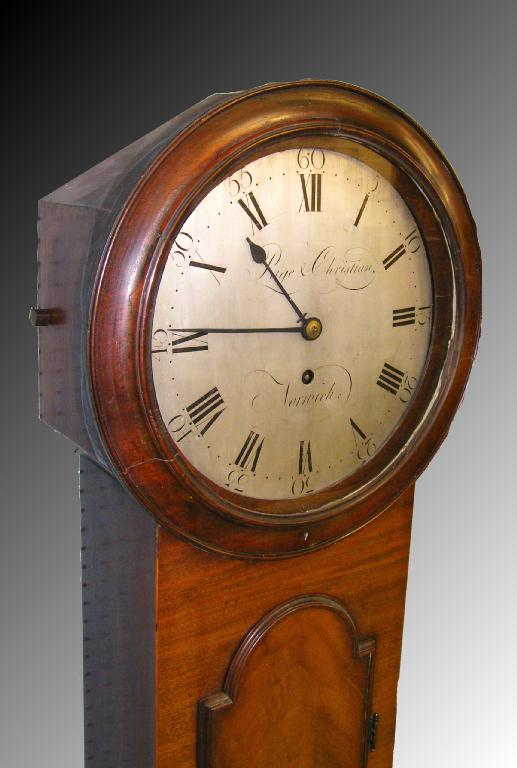 Appraisal: th century mahogany Norwich wall clock the circular silvered dial