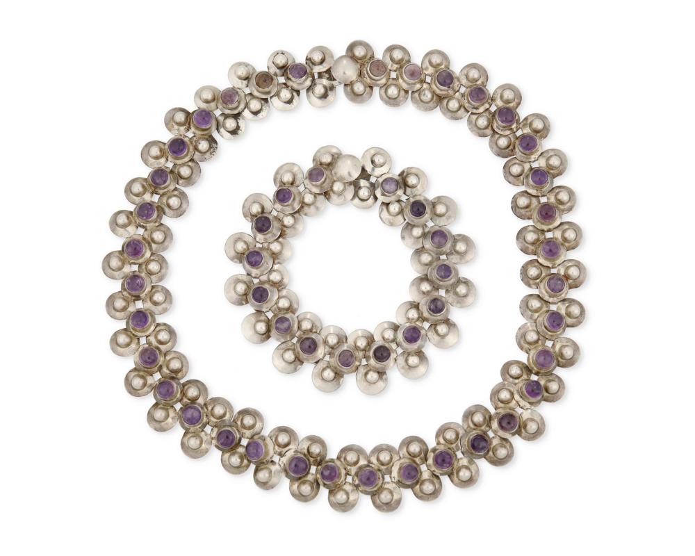 Appraisal: A set of Fred Davis silver and amethyst jewelry Pre-