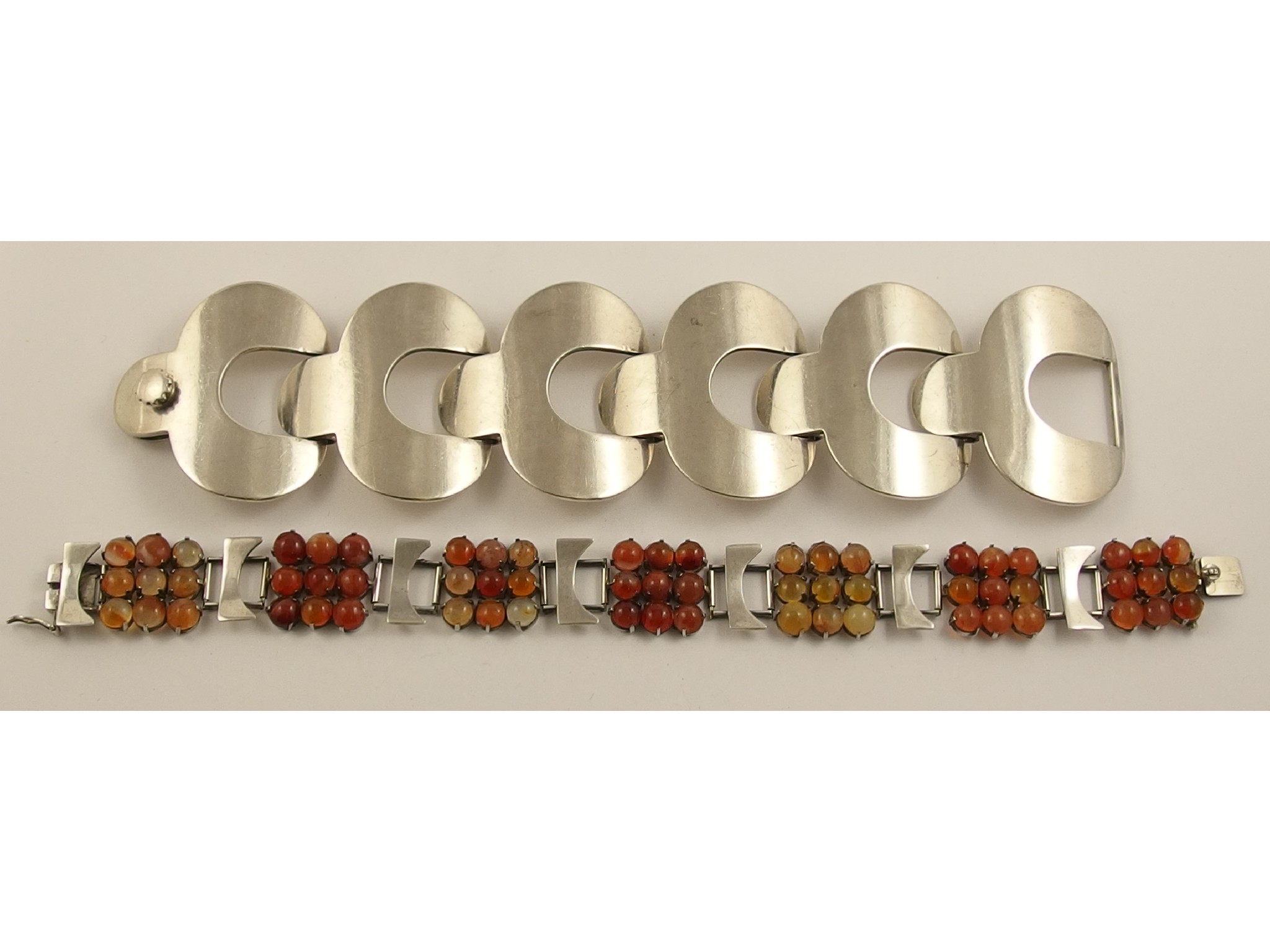 Appraisal: A retro Danish silver bracelet by Hans Hansen together with