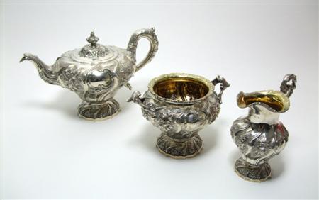 Appraisal: A William IV three piece tea service by Elder Company