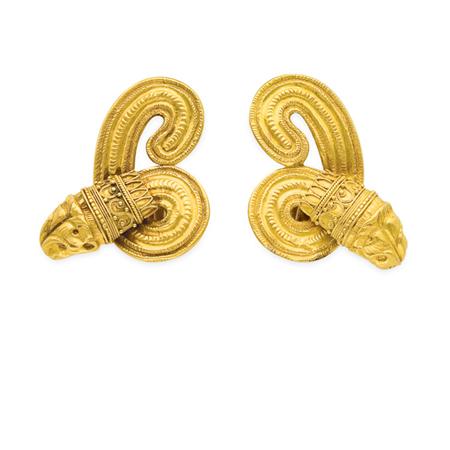 Appraisal: Pair of Gold Earclips Estimate -