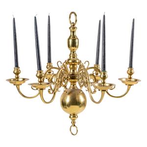 Appraisal: A Dutch Baroque Style Brass Six-Light Chandelier th Century Height