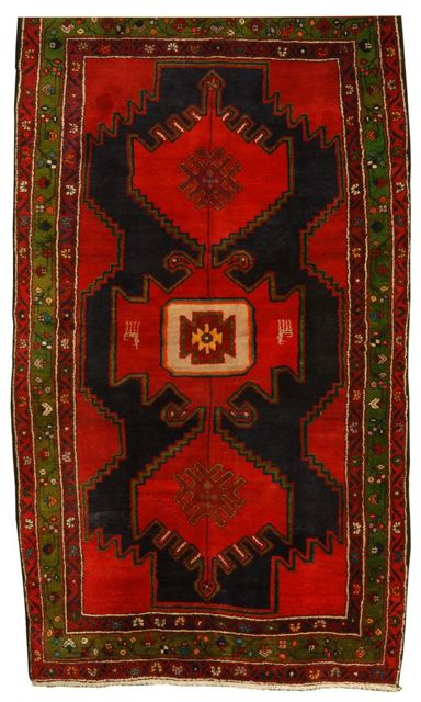 Appraisal: ORIENTAL RUG PERSIAN ' x ' Red geometric linked medallions