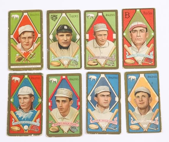 Appraisal: Grouping of eight T- baseball cards Cards include Reuben N