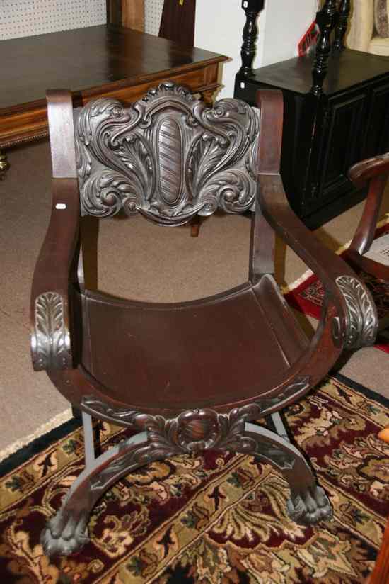 Appraisal: RENAISSANCE REVIVAL CARVED OPEN-ARM CHAIR circa - in x in