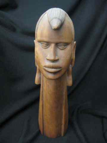 Appraisal: Carved Wooden Bust of an African Tribalwoman signed Koli ''