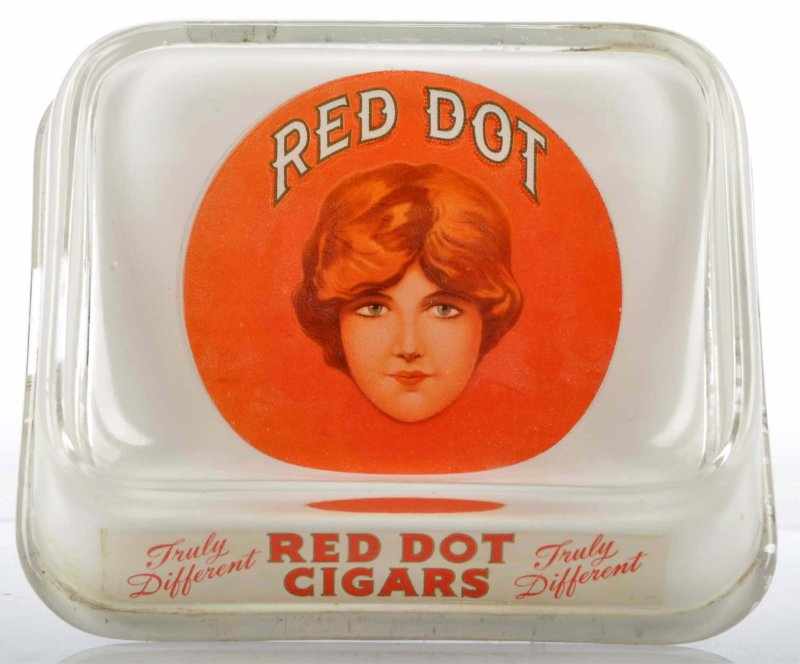 Appraisal: Glass Red Dot Cigar Ashtray Change Receiver Description Reverse paint