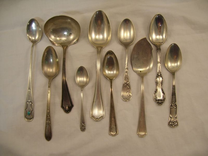 Appraisal: - Sterling Misc Spoons Ladle Jelly Knife Lot includes -