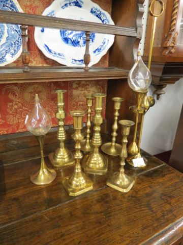 Appraisal: Brass Candlesticks Lamps tallest is