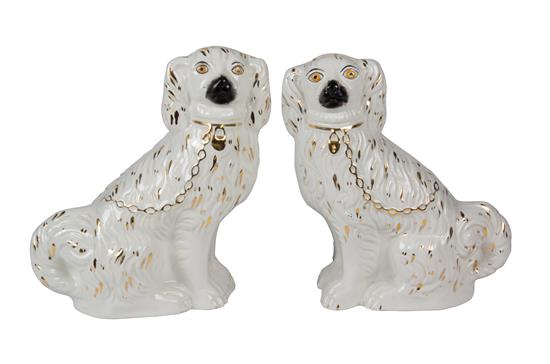 Appraisal: Sale Lot A Pair of Staffordshire Pottery Dogs th century