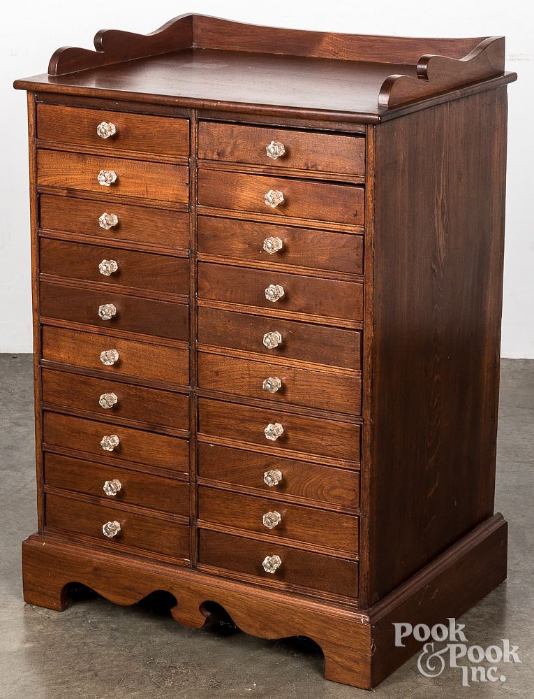 Appraisal: Walnut drawered specimen cabinet th c Walnut drawered specimen cabinet