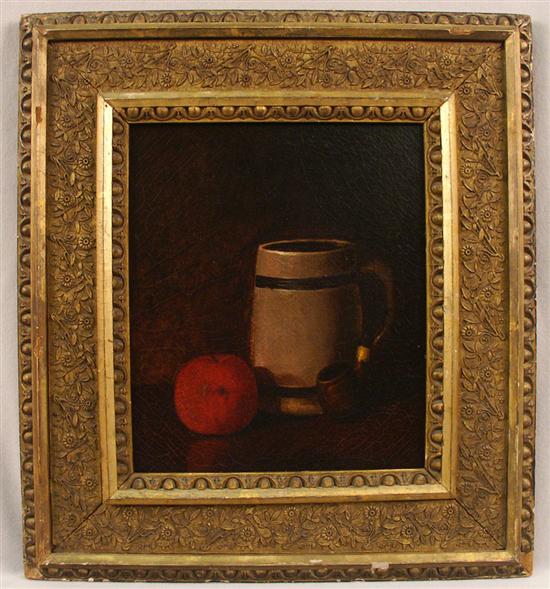 Appraisal: AMERICAN SCHOOL th century STILL LIFE WITH MUG PIPE AND