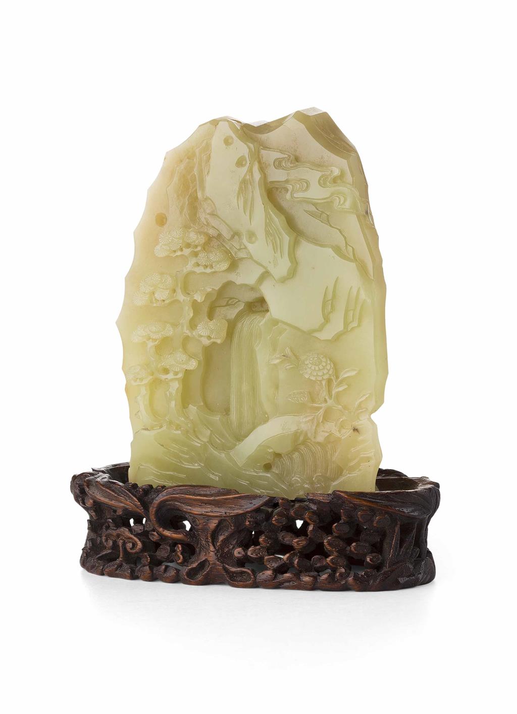 Appraisal: YELLOW JADE BOULDER QING DYNASTY TH TH CENTURY carved in