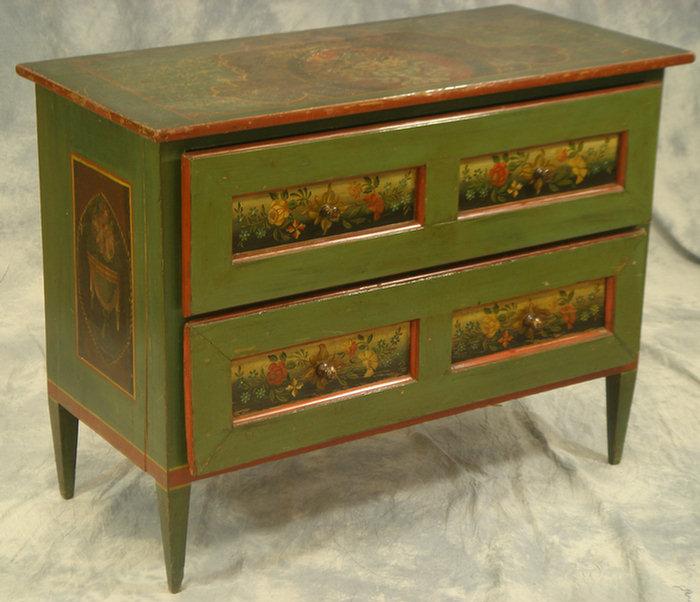 Appraisal: Two drawer Continental painted pine commode top painted with an