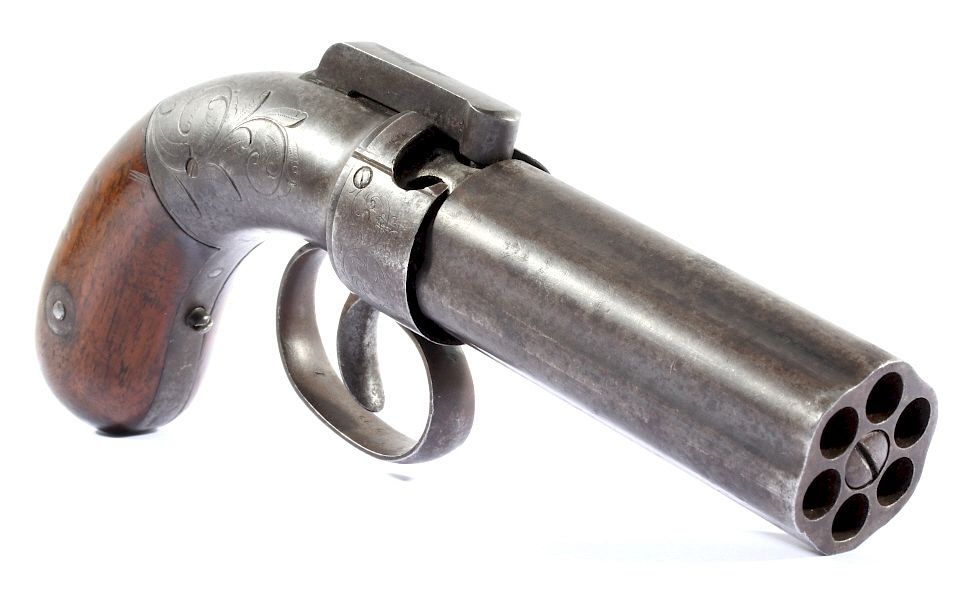 Appraisal: Allen Thurber Engraved Pepperbox c 's Brought to auction for