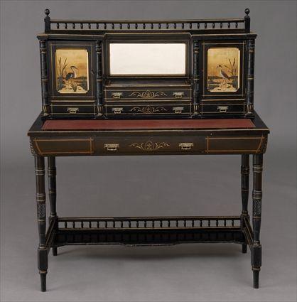 Appraisal: MAPLE CO AESTHETIC MOVEMENT EBONIZED PAINTED AND GILT-INCISED WRITING DESK