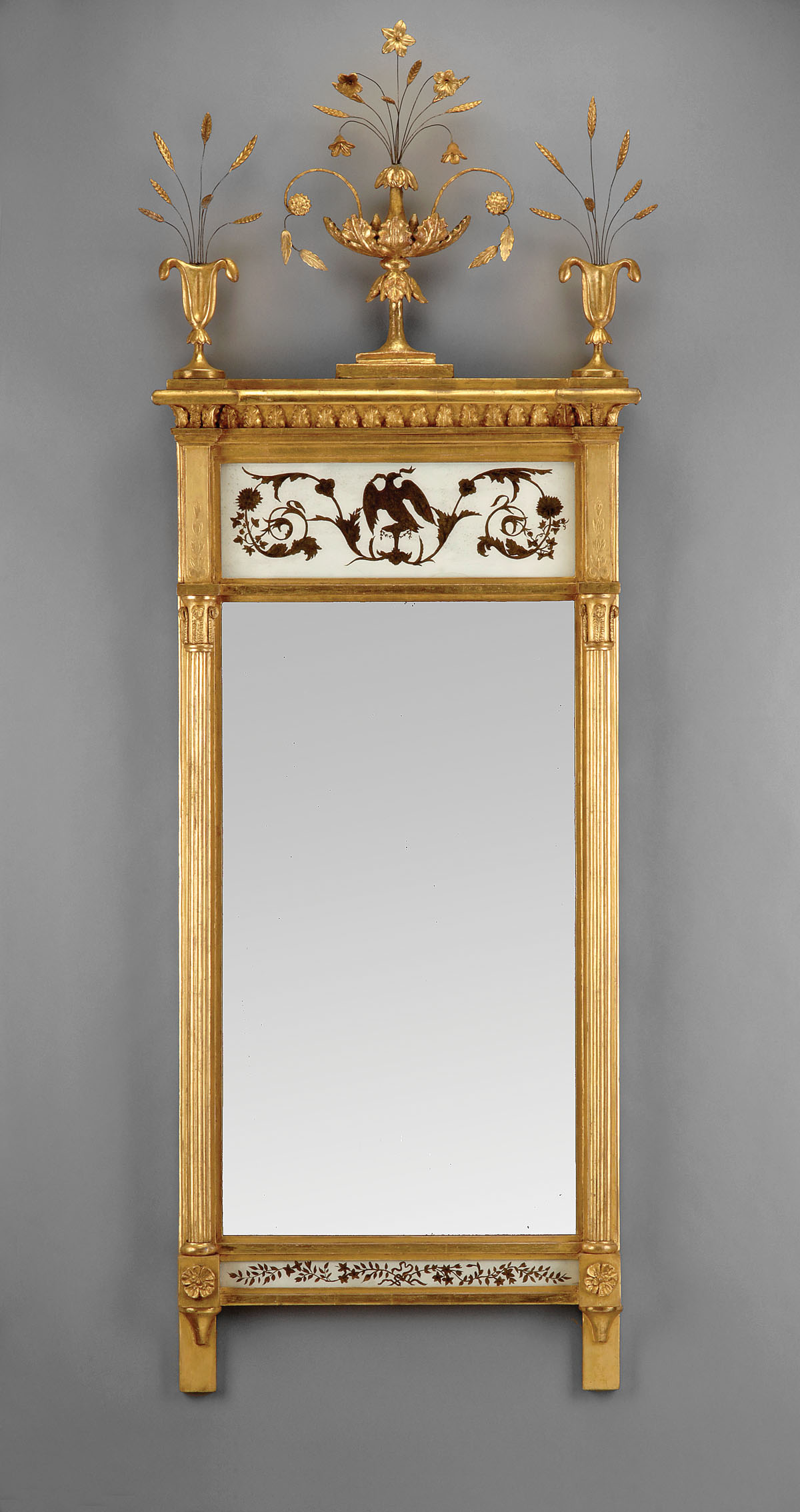 Appraisal: IMPORTANT NEW YORK FEDERAL GILT WOOD AND EGLOMISE PIER MIRROR