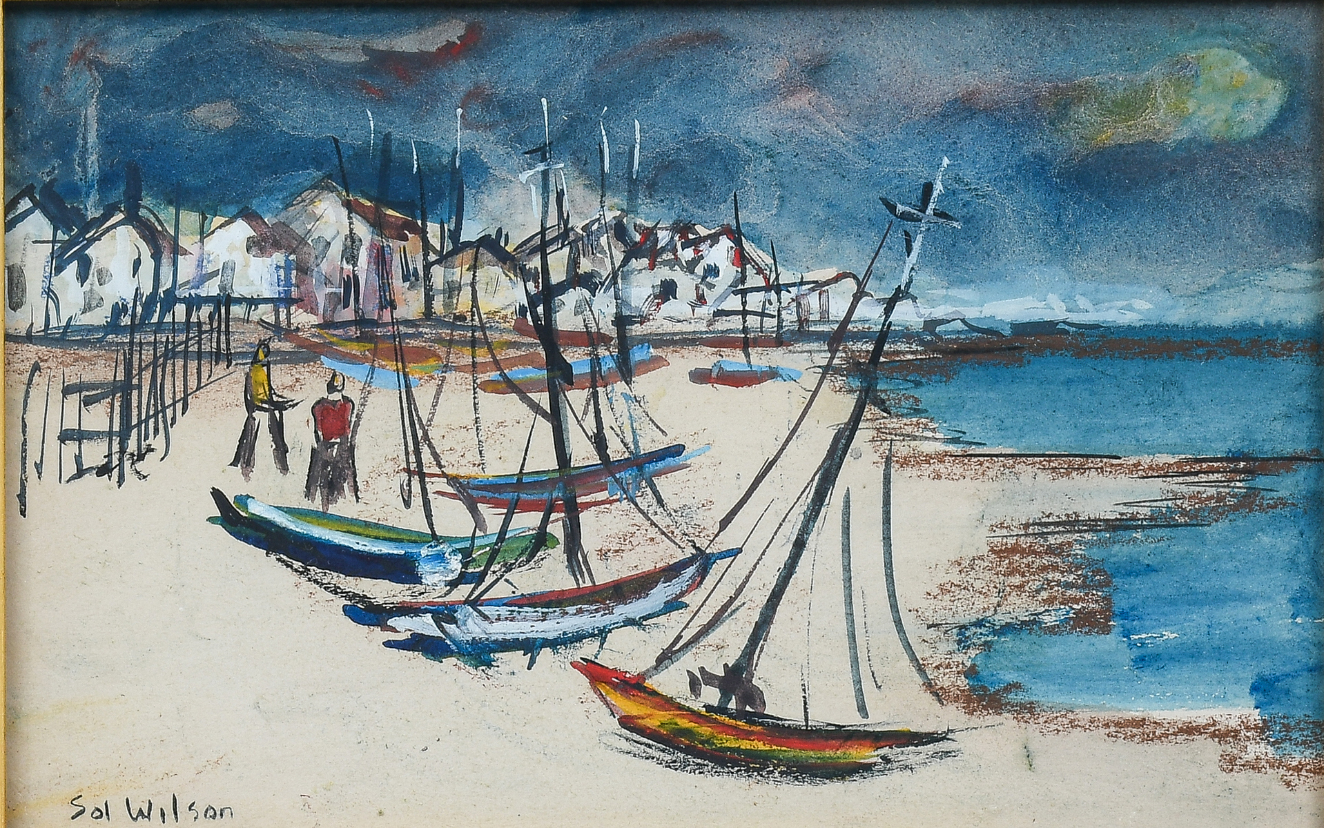 Appraisal: WILSON Sol American Polish - Beached Boats with Storm Approaching