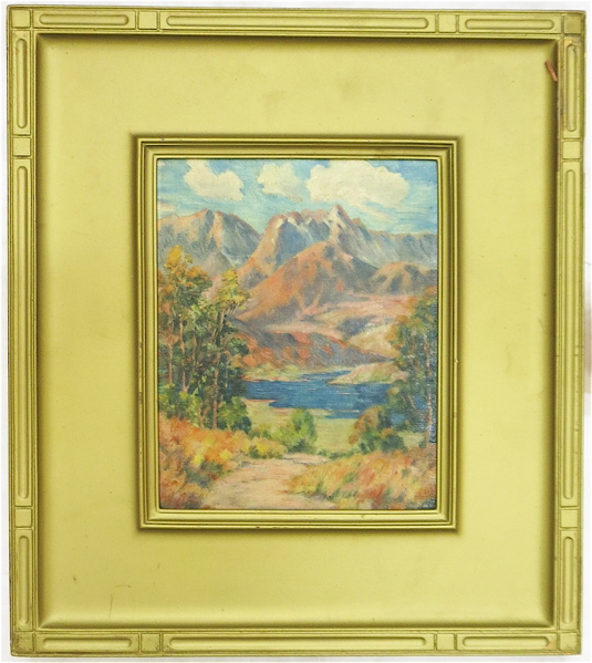 Appraisal: GEORGE BARKER OIL ON CANVAS BOARD California Nebraska - depicting