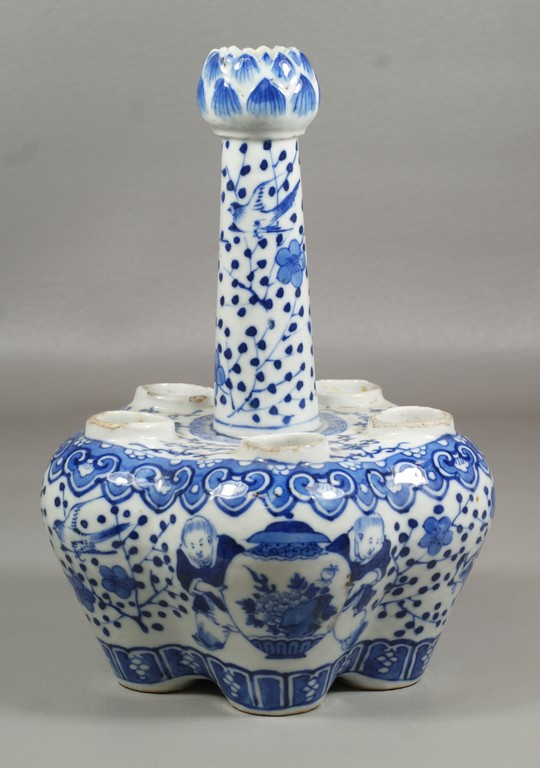 Appraisal: Blue and white Chinese porcelain bough pot figural and floral