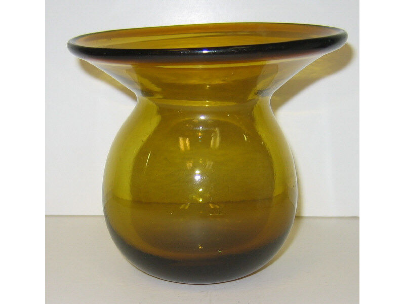 Appraisal: YELLOW AMBER BLOWN GLASS SPITTOON Midwest possibly Ohio bulbous form