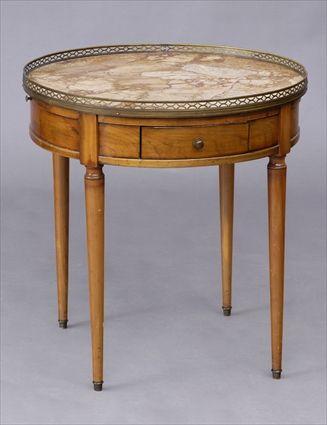 Appraisal: LOUIS XVI BOUILLOTTE TABLE The circular marble top with a