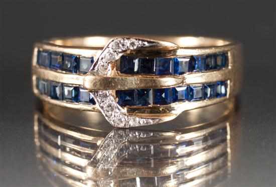 Appraisal: Lady's K yellow gold diamond and sapphire belt-form ring size