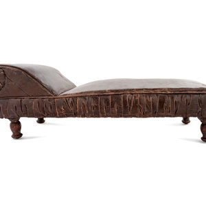 Appraisal: A Victorian Diminutive Leather Upholstered Chaise Longue Late th Early