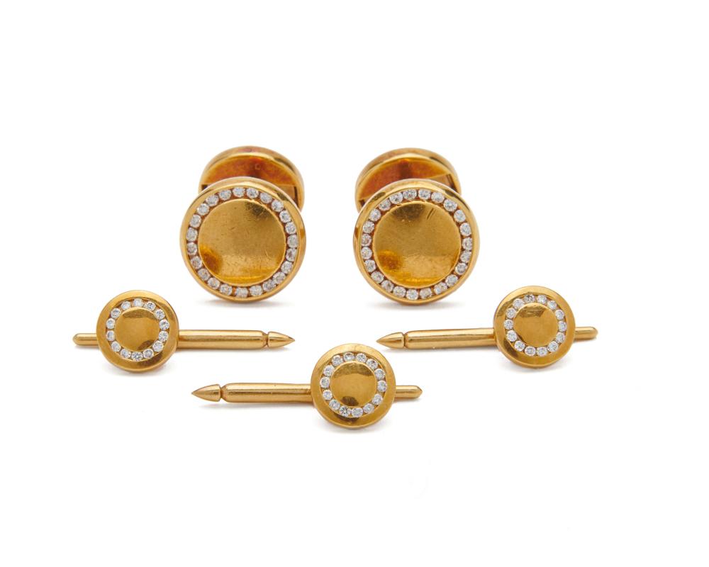 Appraisal: CARTIER K Gold and Diamond Gentlemen's Dress Set comprising two