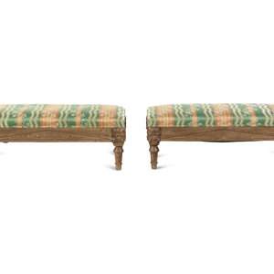 Appraisal: A Pair of Upholstered Foot Stools th Century Height x